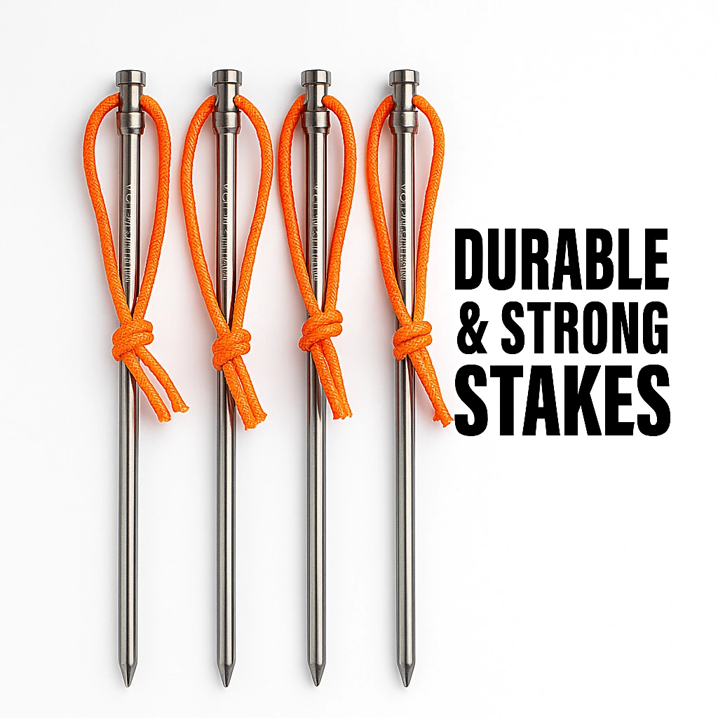 7Titanium Titanium Alloy Titanium Tent Pegs 8Pcs Tent Stakes Portable Tent Nails For Camping Hiking Backpacking Ultra Light And Stable